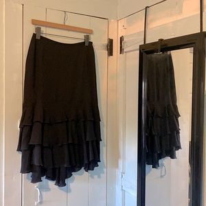 Designer ESCADA Chiffon Midi Ruffles Skirt